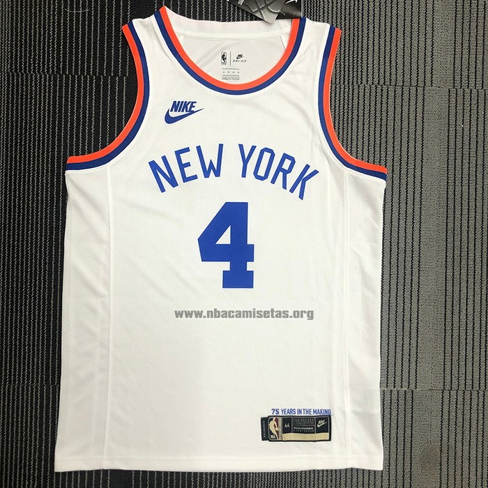 Camiseta New York Knicks Derrick Rose NO 4 75th Anniversary Blanco
